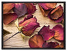 Rosen auf Holztisch auf Leinwandbild gerahmt Größe 80x60