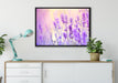 Lavendel im Retro Look auf Leinwandbild gerahmt verschiedene Größen im Wohnzimmer
