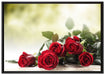 Rosenstrauß auf Holztisch auf Leinwandbild gerahmt Größe 100x70