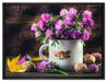 Kleeblüten in Blechtopf auf Leinwandbild gerahmt Größe 80x60