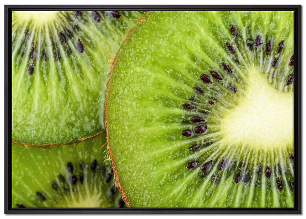 Grüner Kiwi Traum auf Leinwandbild gerahmt Größe 100x70