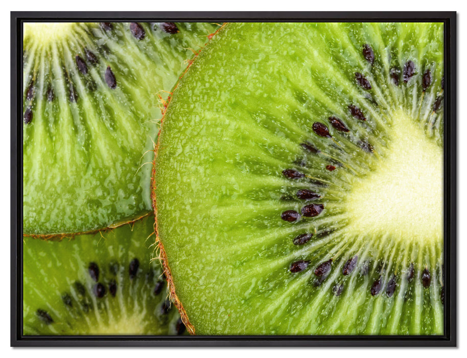 Grüner Kiwi Traum auf Leinwandbild gerahmt Größe 80x60