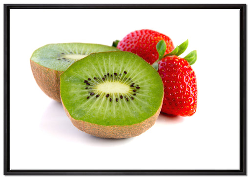 Kiwi und Erdbeeren auf Leinwandbild gerahmt Größe 100x70