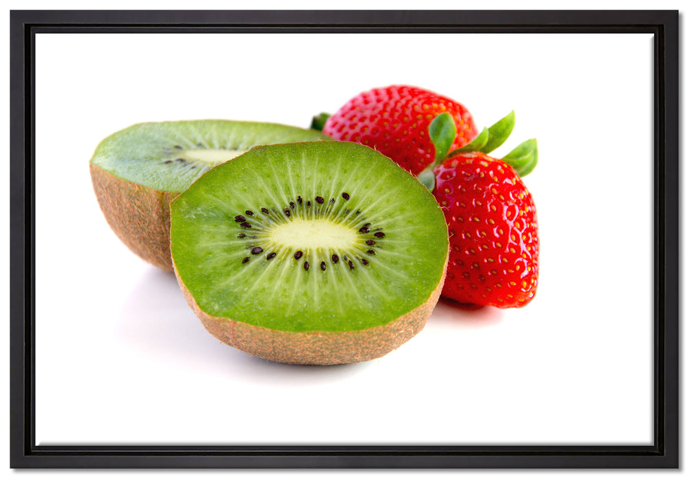 Kiwi und Erdbeeren auf Leinwandbild gerahmt Größe 60x40