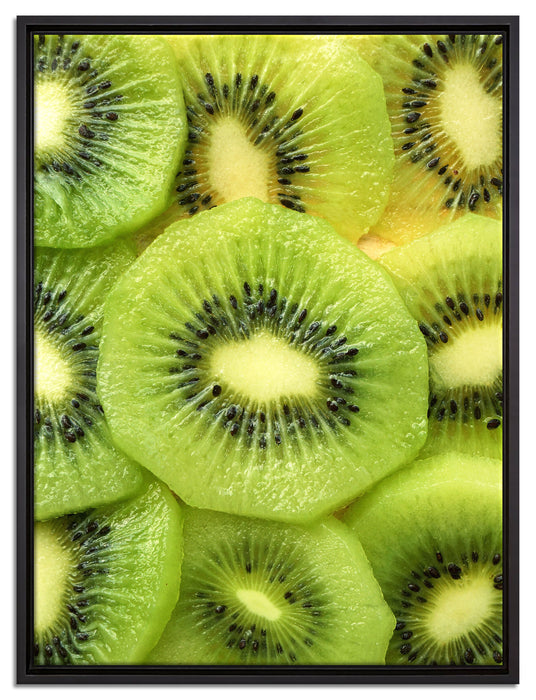 Grüne Kiwis Obstsalat auf Leinwandbild gerahmt Größe 80x60