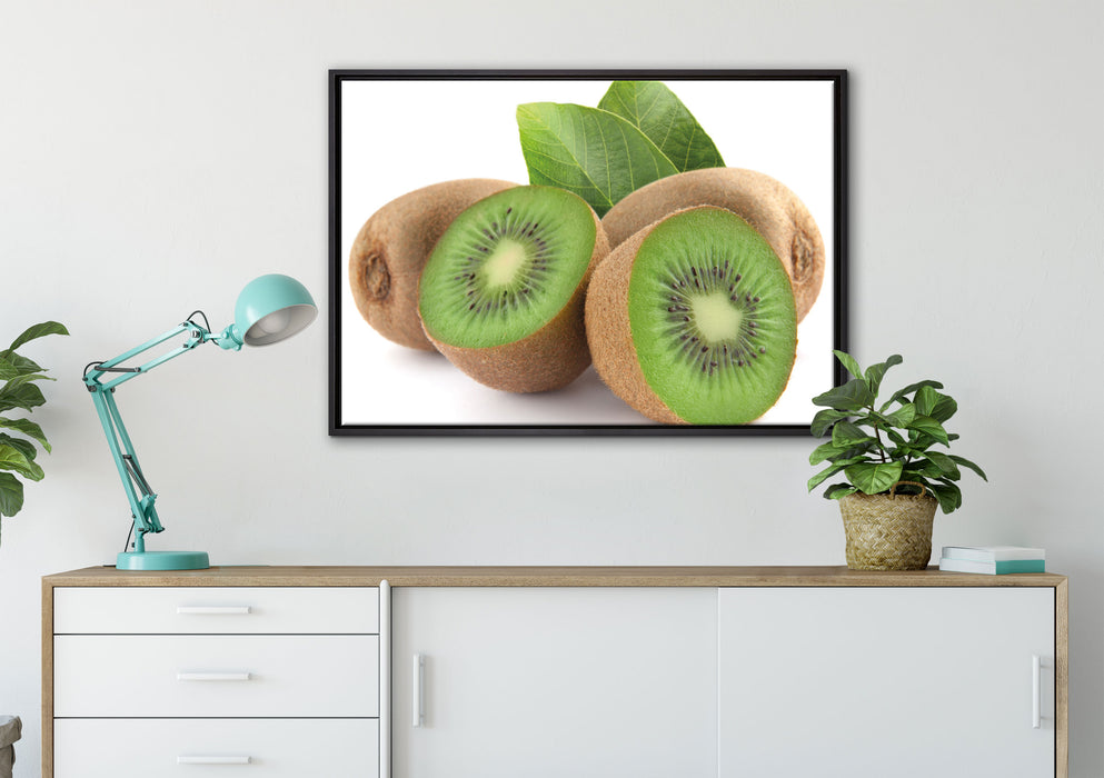 Leckere Kiwis auf Leinwandbild gerahmt verschiedene Größen im Wohnzimmer