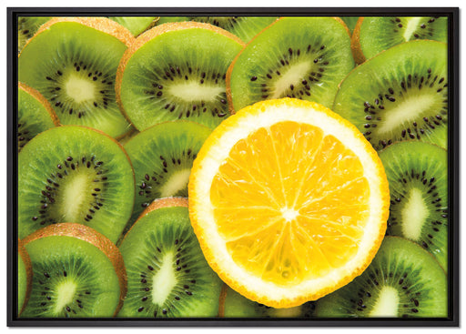Orange verirrt in Kiwi Scheiben auf Leinwandbild gerahmt Größe 100x70