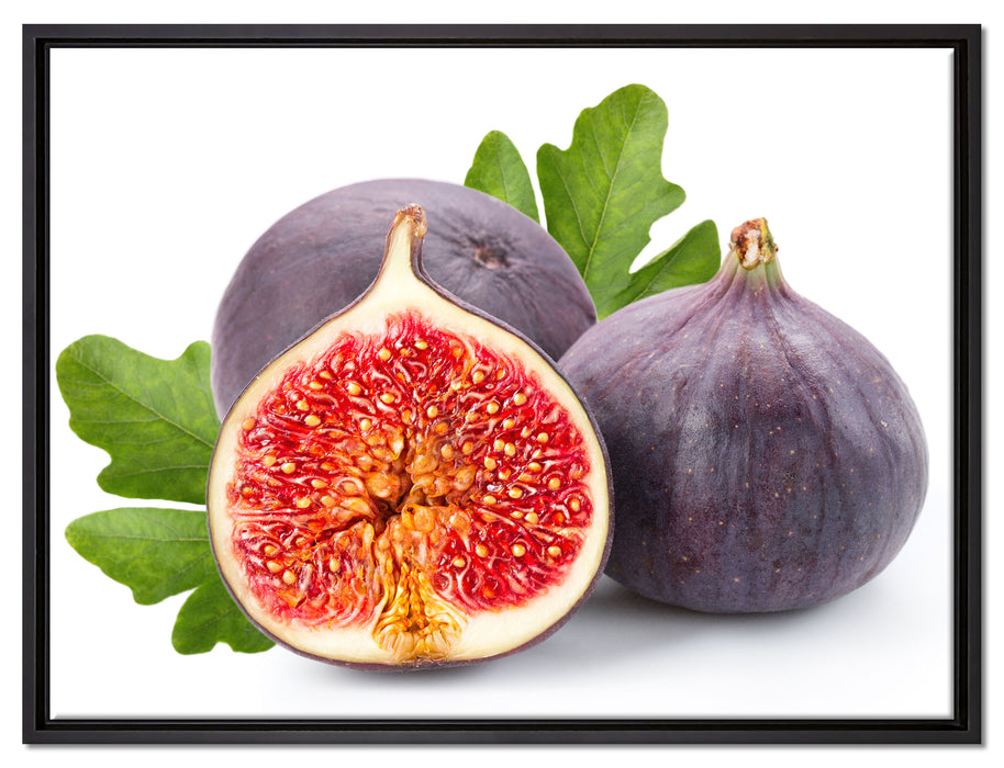 aufgeschnittene Feige auf Leinwandbild gerahmt Größe 80x60