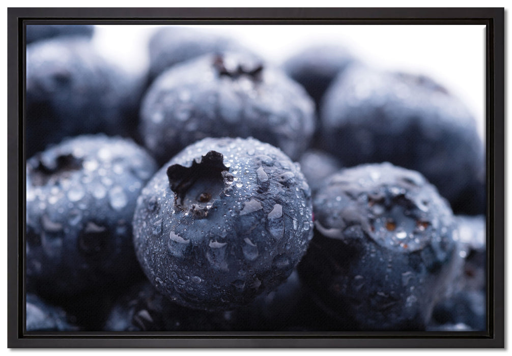 fruchtige Heidelbeeren auf Leinwandbild gerahmt Größe 60x40