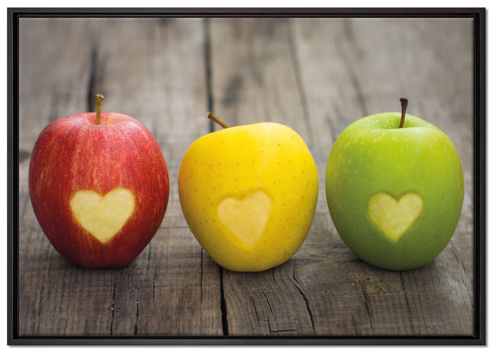 Ampel Herzäpfel auf Leinwandbild gerahmt Größe 100x70