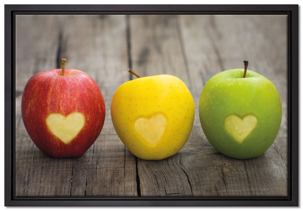 Ampel Herzäpfel auf Leinwandbild gerahmt Größe 60x40