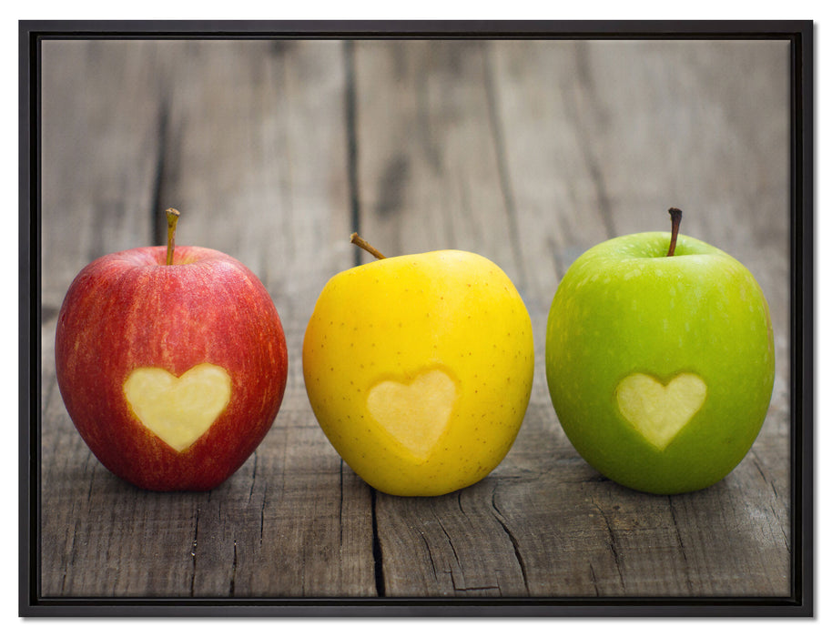 Ampel Herzäpfel auf Leinwandbild gerahmt Größe 80x60