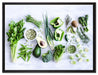Grüne Gemüse Obst Vielfalt auf Leinwandbild gerahmt Größe 80x60