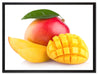 Zuckersüße aufgeschnittene Mango auf Leinwandbild gerahmt Größe 80x60