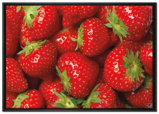 Fruchtig frische Erdbeeren auf Leinwandbild gerahmt Größe 100x70