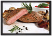 Saftiges Steak Medium auf Leinwandbild gerahmt Größe 60x40