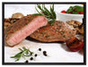 Saftiges Steak Medium auf Leinwandbild gerahmt Größe 80x60