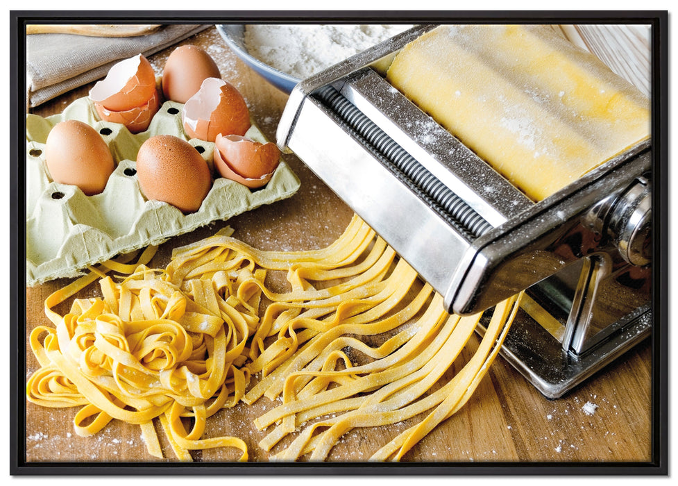 Nudelmaschine Pasta Italia auf Leinwandbild gerahmt Größe 100x70