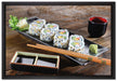 Delikate Inside Out Sushi Rollen auf Leinwandbild gerahmt Größe 60x40