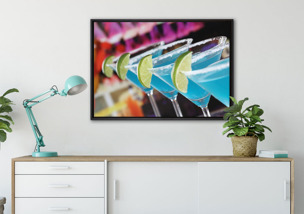 Schwimming Pool Cocktails auf Leinwandbild gerahmt verschiedene Größen im Wohnzimmer