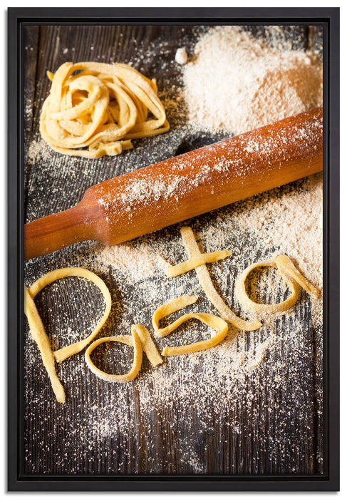 Frische Nudeln Pasta Italia auf Leinwandbild gerahmt Größe 60x40