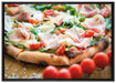 Pizza mit Parmaschinken auf Leinwandbild gerahmt Größe 100x70