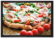 Pizza mit Parmaschinken auf Leinwandbild gerahmt Größe 60x40
