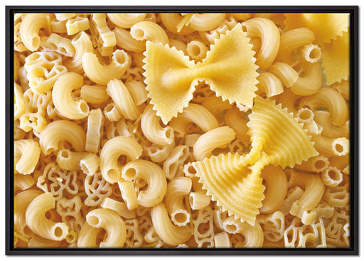 Nudeln Pasta Italia Mischung auf Leinwandbild gerahmt Größe 100x70