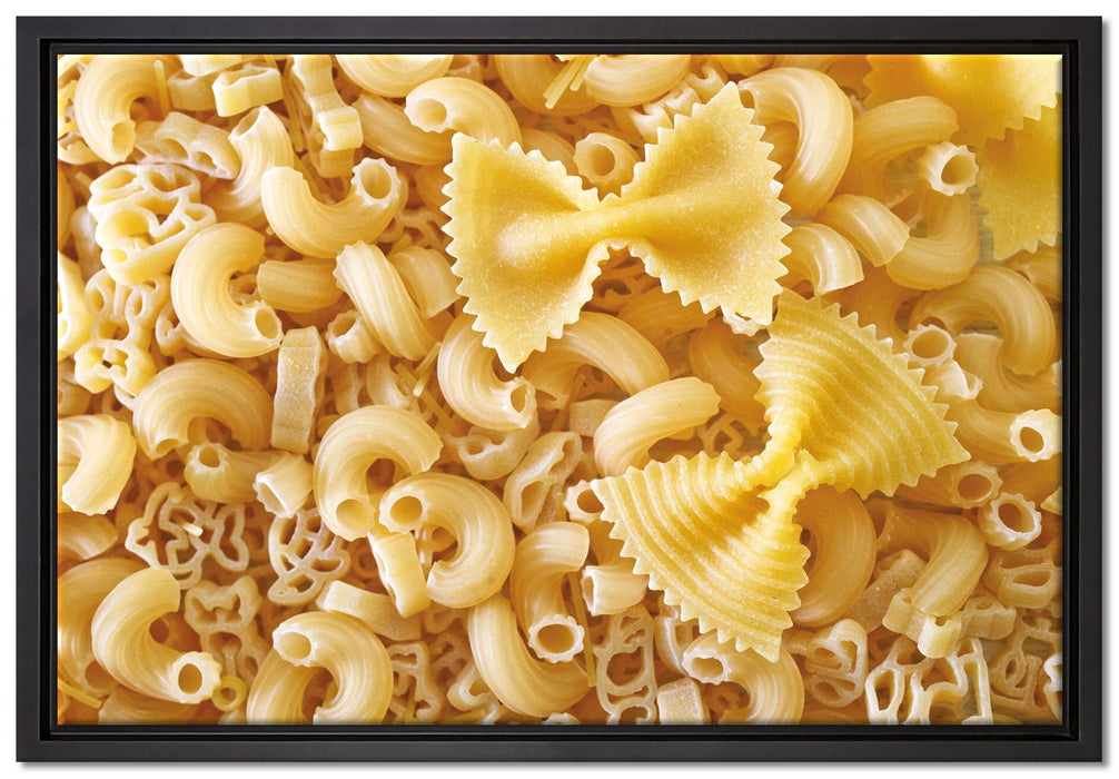 Nudeln Pasta Italia Mischung auf Leinwandbild gerahmt Größe 60x40