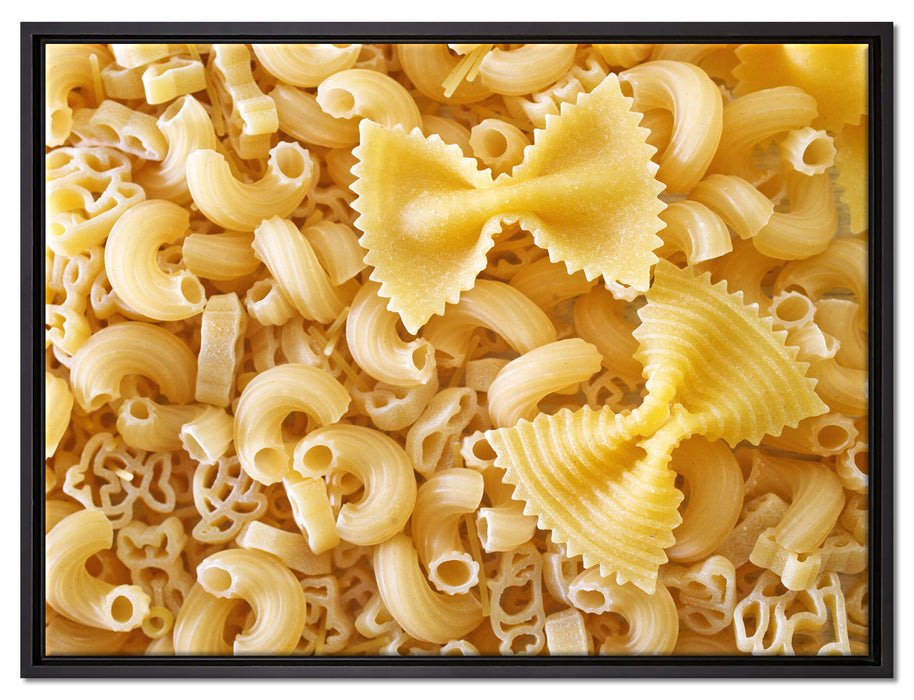 Nudeln Pasta Italia Mischung auf Leinwandbild gerahmt Größe 80x60