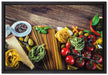Pasta Italia mit Tomaten auf Leinwandbild gerahmt Größe 60x40