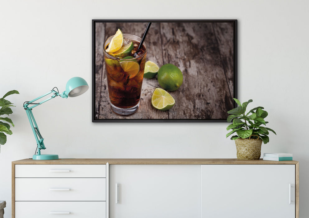 Cuba Libre Original auf Leinwandbild gerahmt verschiedene Größen im Wohnzimmer
