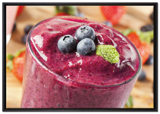 Leckerer Blaubeershake auf Leinwandbild gerahmt Größe 100x70