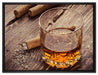 Whiskey und Zigarren auf Leinwandbild gerahmt Größe 80x60