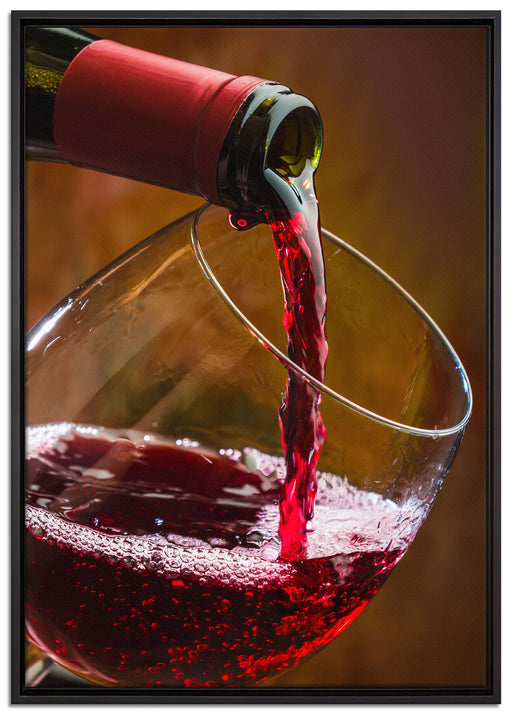 Edler Rotwein auf Leinwandbild gerahmt Größe 100x70
