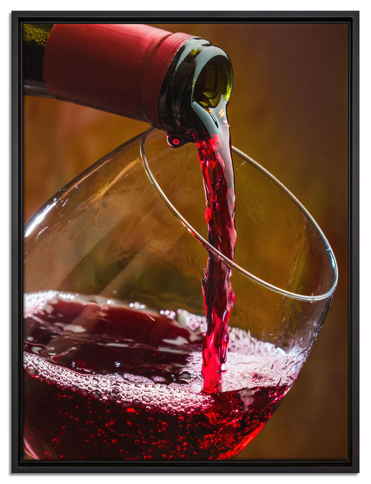 Edler Rotwein auf Leinwandbild gerahmt Größe 80x60