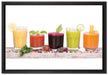 Gesunde Bio Fruchtsäfte auf Leinwandbild gerahmt Größe 60x40
