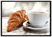 Frisches Croissant und Kaffee auf Leinwandbild gerahmt Größe 100x70