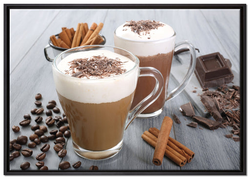 Schokolade und Kaffee auf Leinwandbild gerahmt Größe 100x70