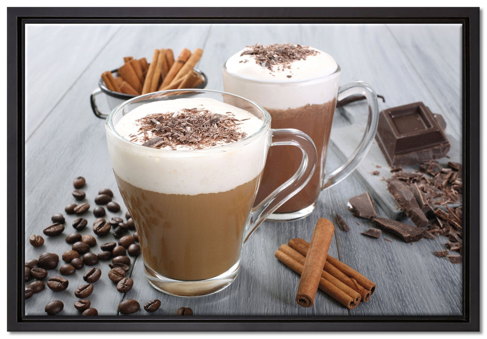 Schokolade und Kaffee auf Leinwandbild gerahmt Größe 60x40