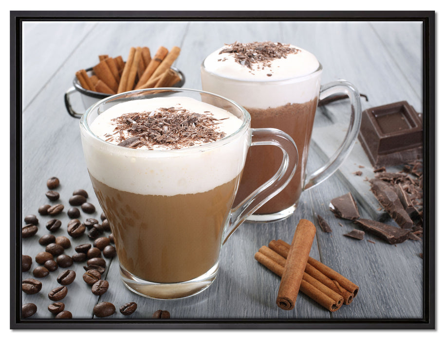 Schokolade und Kaffee auf Leinwandbild gerahmt Größe 80x60