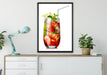 Erdbeercocktail auf Leinwandbild gerahmt verschiedene Größen im Wohnzimmer