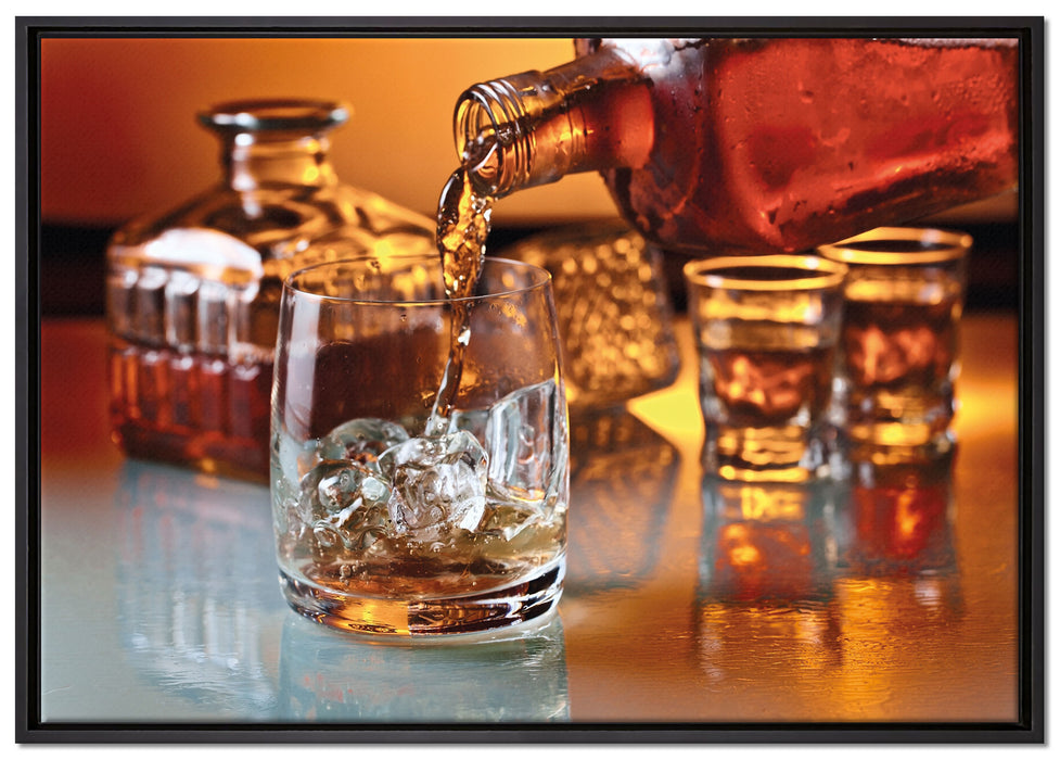 Edler Whiskey auf Leinwandbild gerahmt Größe 100x70