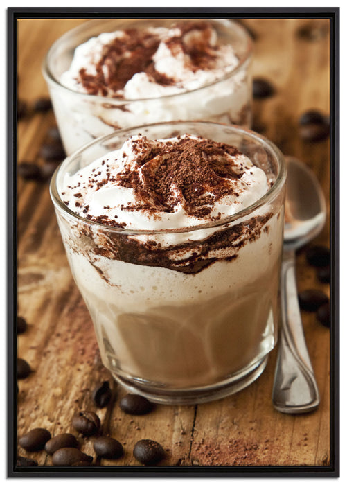 Cappuccino auf Leinwandbild gerahmt Größe 100x70