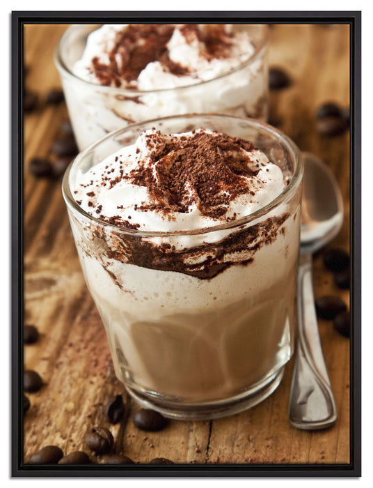 Cappuccino auf Leinwandbild gerahmt Größe 80x60