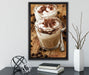 Cappuccino auf Leinwandbild gerahmt mit Kirschblüten