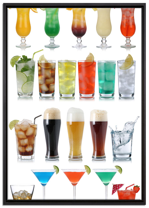 Cocktails Long Drinks und Bier auf Leinwandbild gerahmt Größe 100x70