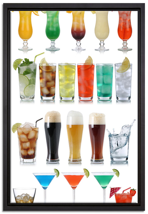 Cocktails Long Drinks und Bier auf Leinwandbild gerahmt Größe 60x40