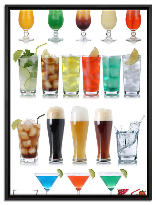 Cocktails Long Drinks und Bier auf Leinwandbild gerahmt Größe 80x60