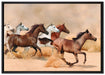 Western Pferde in Wüste auf Leinwandbild gerahmt Größe 100x70